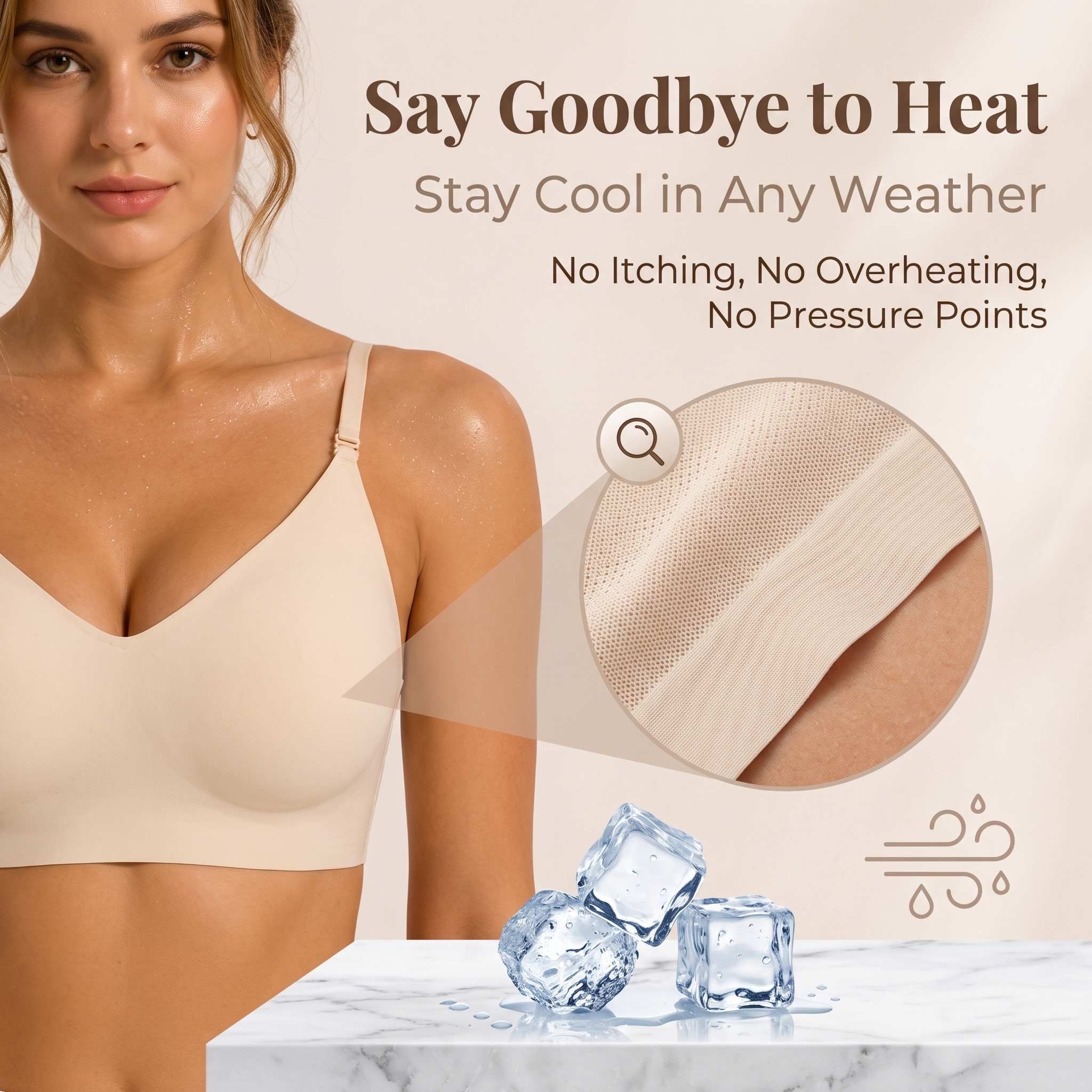 Women’s Solid Color Wireless Backless Bra