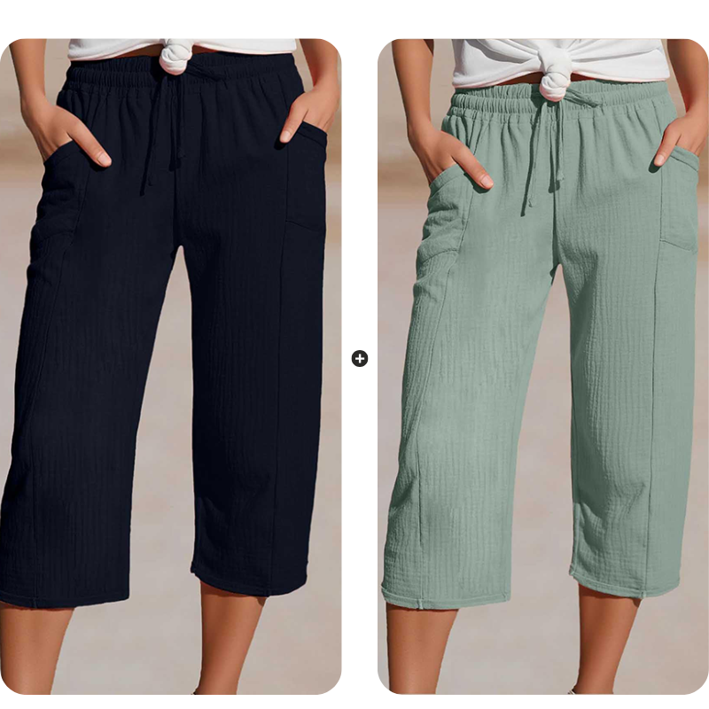 Women's Plain Pleated Cotton And Linen Shorts