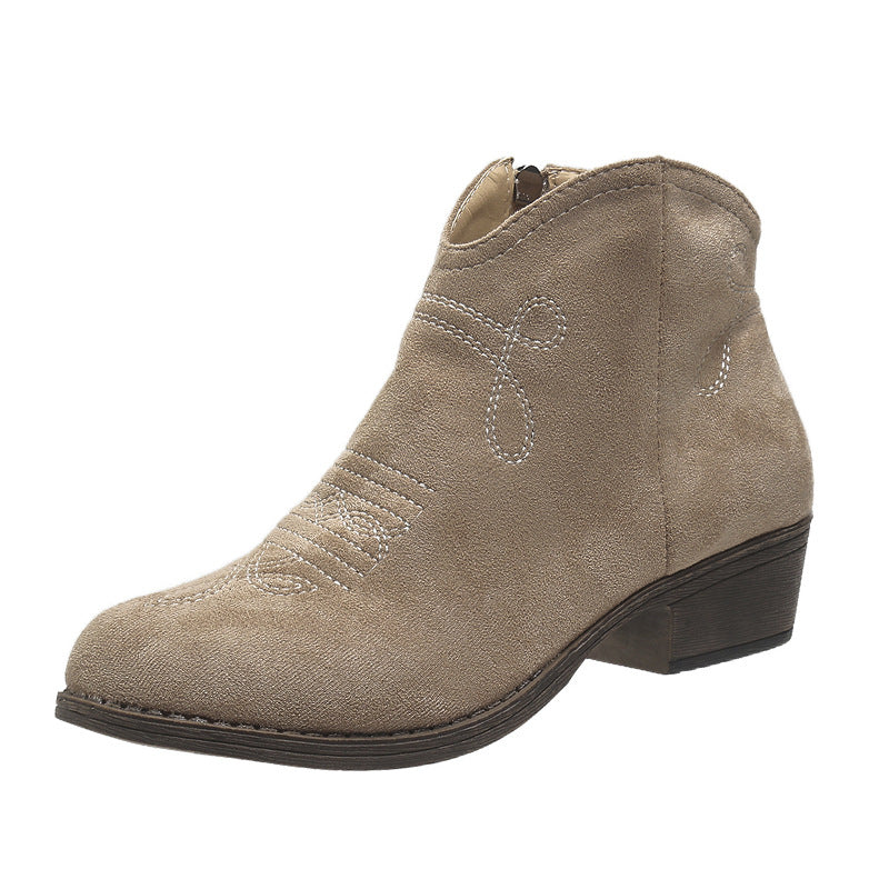 Western Embroidered Ankle Boots – Cute & Versatile for Daily Outfits
