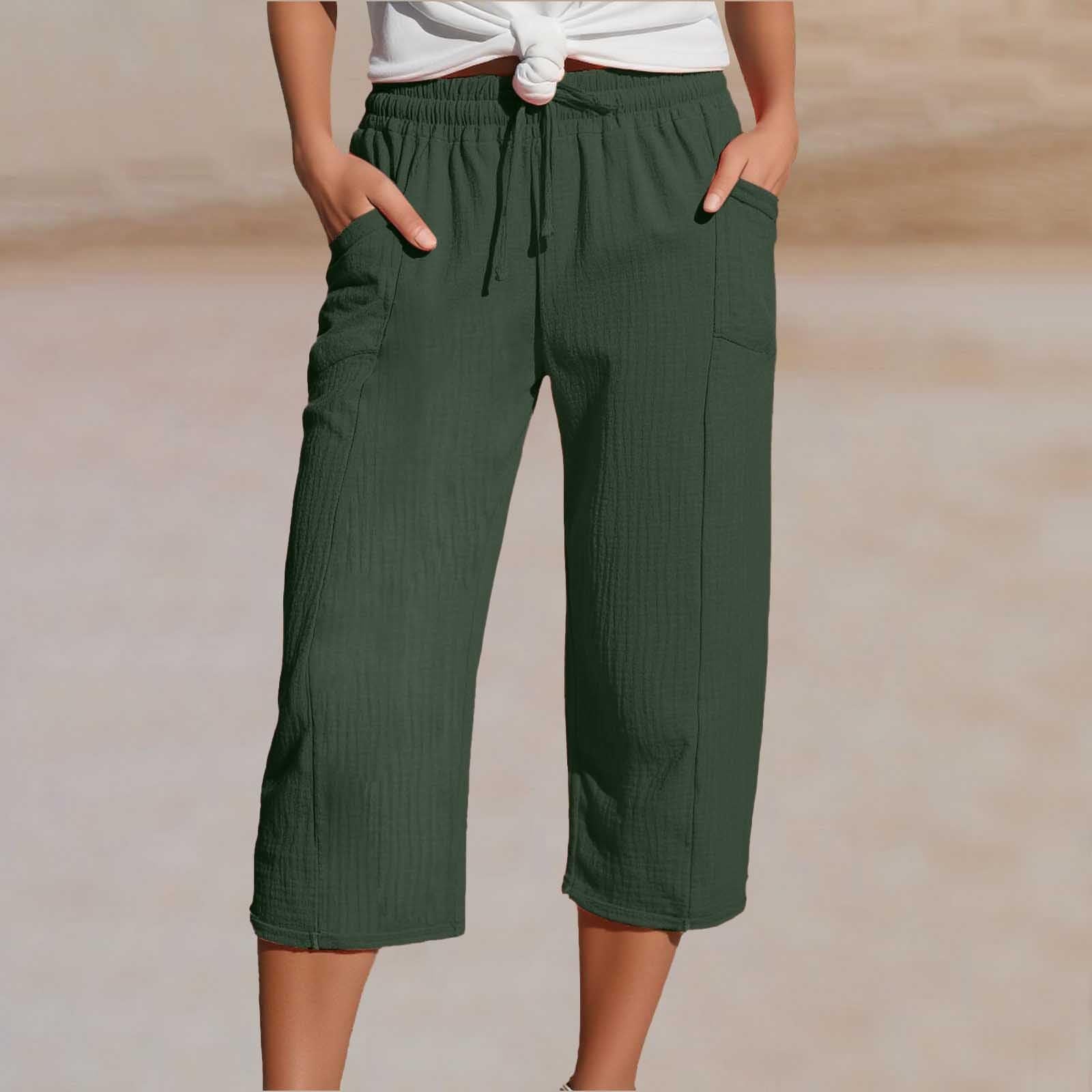 Women's Plain Pleated Cotton And Linen Shorts