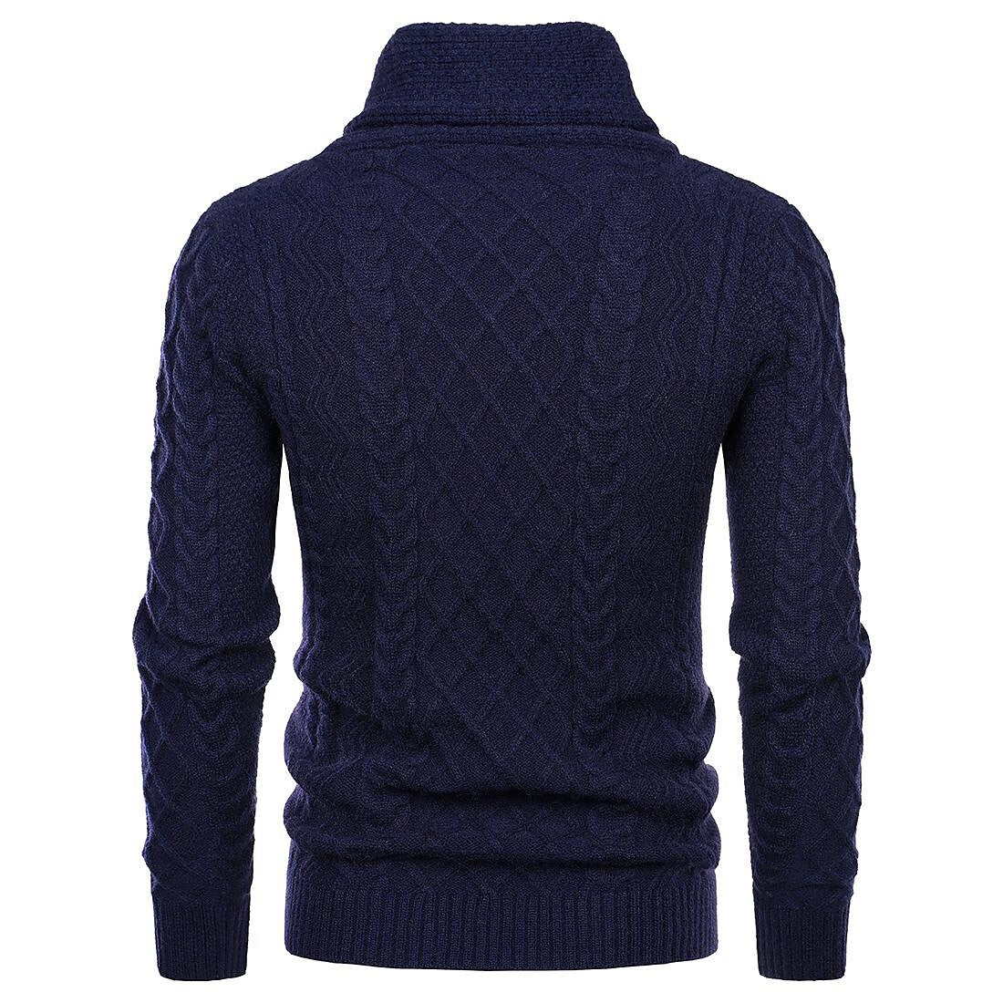 Men's Shawl Collar Cable Casual Slim Fit Long Sleeve Sweater