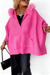Women's Fur Collar Solid Color Casual Jacket