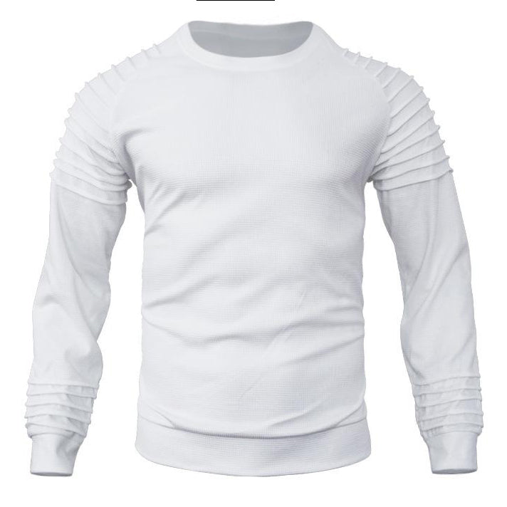 Men's Waffle Patchwork Crew Neck Raglan Sleeves Sweatershirt