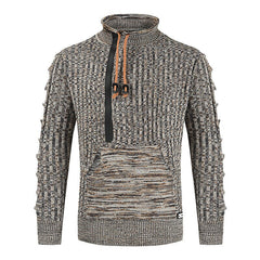 Men's Melange Half Zip Kangaroo Pocket Sweater