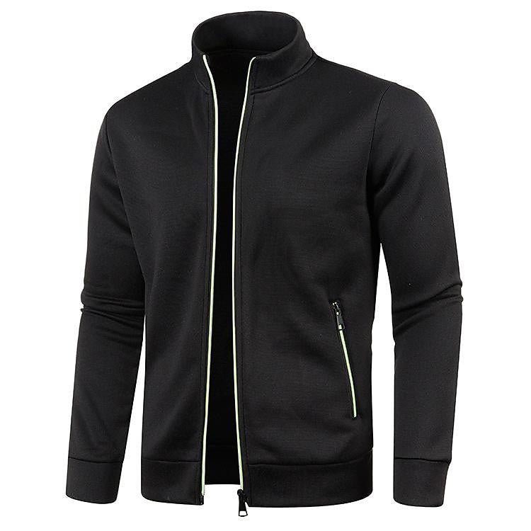 Men's Stand Collar Cardigan Long Sleeve Thin Fleece Sweater