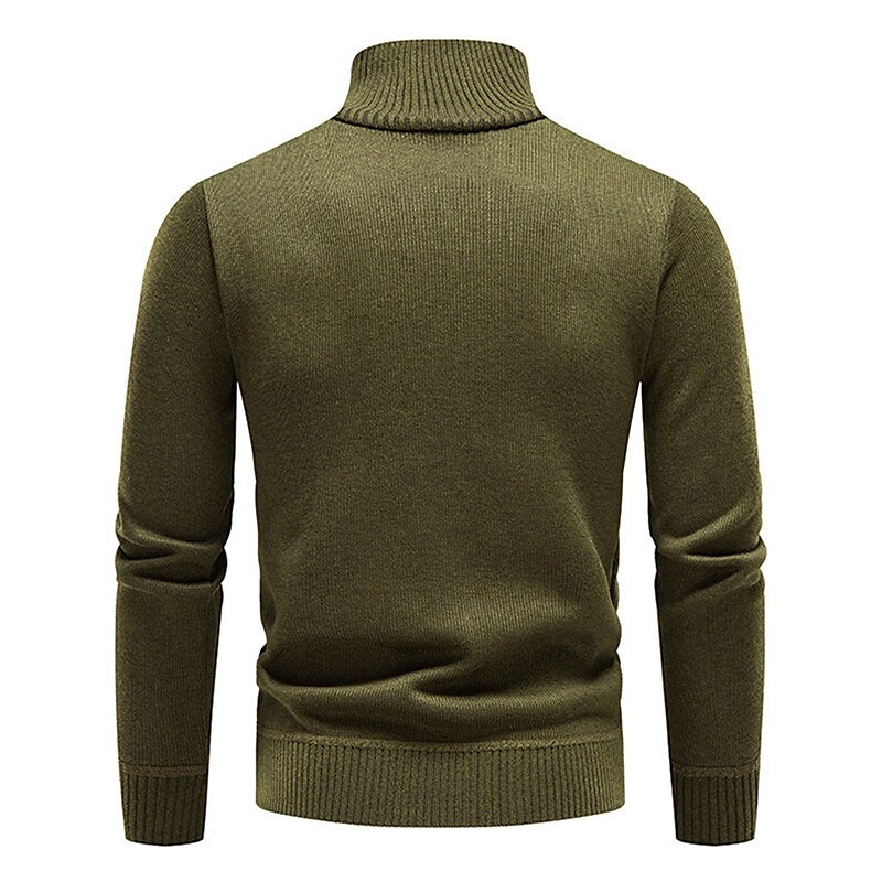 Men's Stand Collar Color Block Half Zip Fleece Pullover Sweater