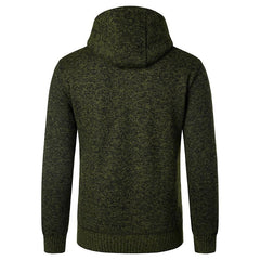 Men's Fleece Padded Patchwork Zipper Hooded Cardigan
