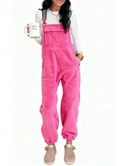 Women's Winter fleece Twill Strap Overalls with Pockets