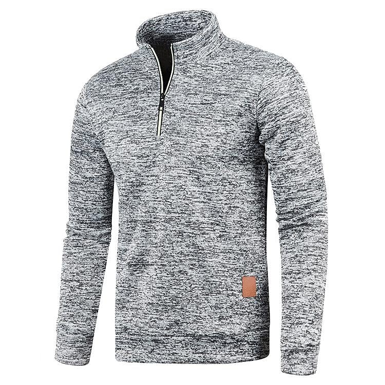 Men's Stand Collar Half Zip Long Sleeve Thin Fleece Sweater