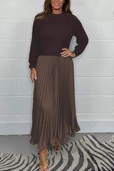 Women’s Stylish and Elegant Round-neck Pleated Dress