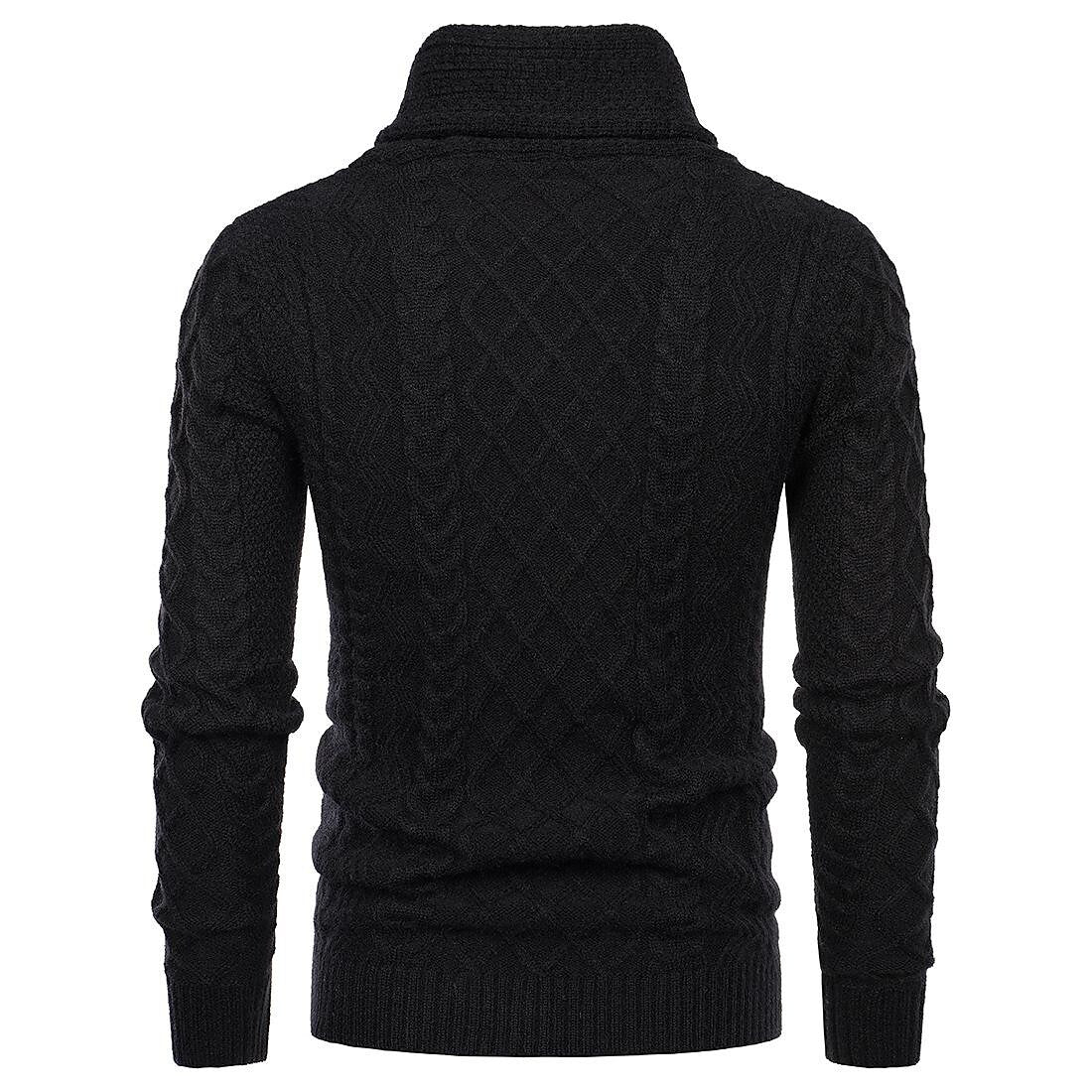 Men's Shawl Collar Cable Casual Slim Fit Long Sleeve Sweater