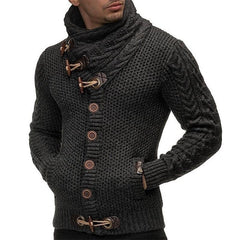 Men's Vintage Scarf Collar Button Cardigan Sweater