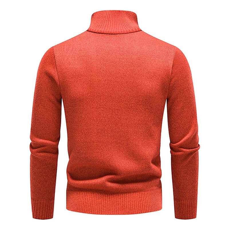 Men's Stand Collar Color Block Half Zip Fleece Pullover Sweater