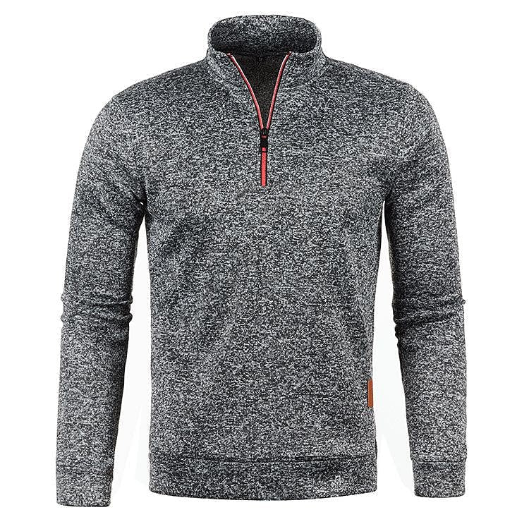 Men's Stand Collar Half Zip Long Sleeve Thin Fleece Sweater