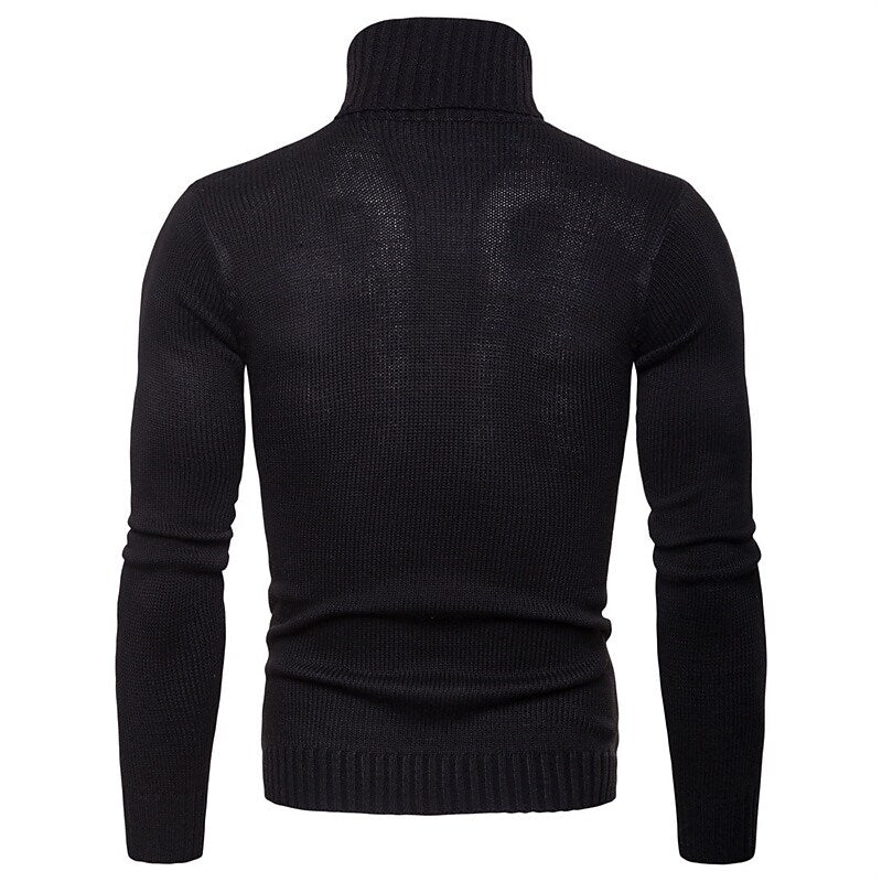 Men's Pullover Turtleneck Cable Basic Knit Sweater