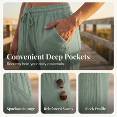 Women's Plain Pleated Cotton And Linen Shorts