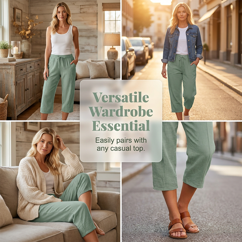 Women's Plain Pleated Cotton And Linen Shorts