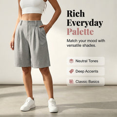 Women's High Waisted Pleated Casual Shorts