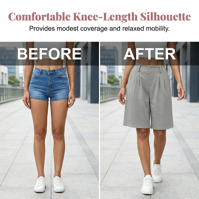 Women's High Waisted Pleated Casual Shorts