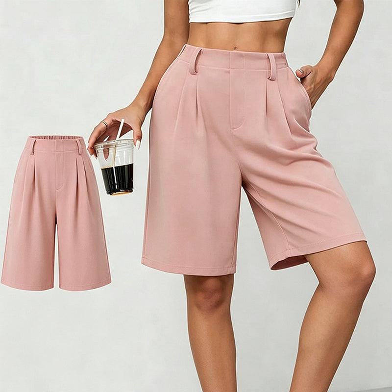 Women's High Waisted Pleated Casual Shorts