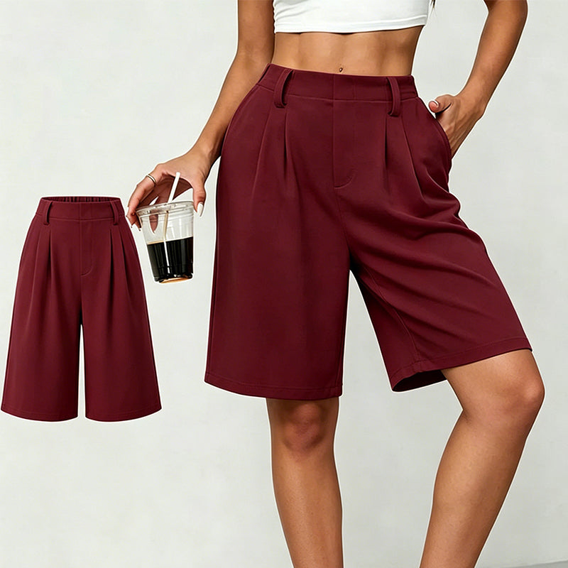 Women's High Waisted Pleated Casual Shorts