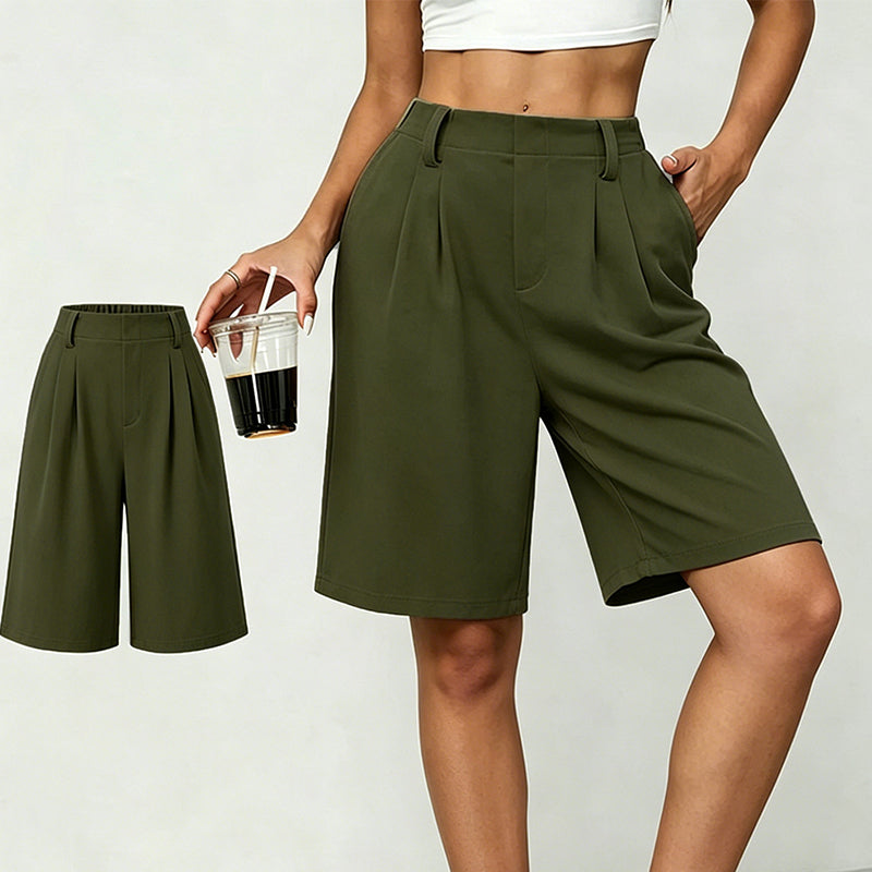 Women's High Waisted Pleated Casual Shorts