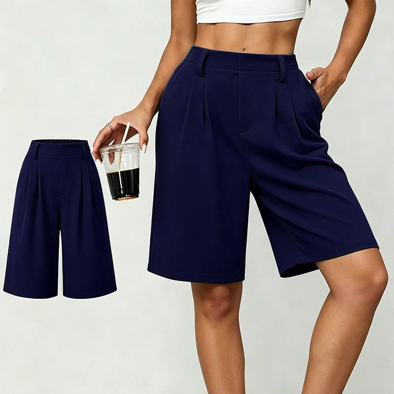 Women's High Waisted Pleated Casual Shorts