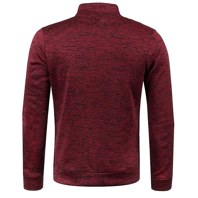 Men's Stand Collar Cardigan Long Sleeve Thin Fleece Sweater