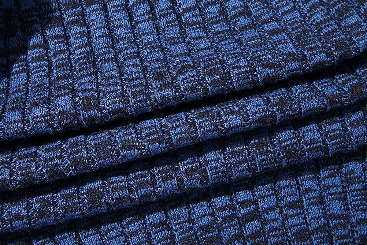 Men's Melange Stand Collar Slim Fit Zipper Sweater