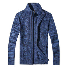 Men's Melange Stand Collar Slim Fit Zipper Sweater