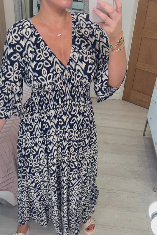 New Bohemian Casual Print V-neck Long Dress (Buy 2 Free Shipping)